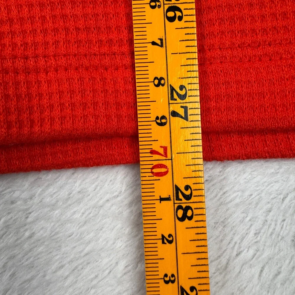 Lacoste Sleepwear Top Mens Large Red Waffle Knit Thermal Long Sleeve